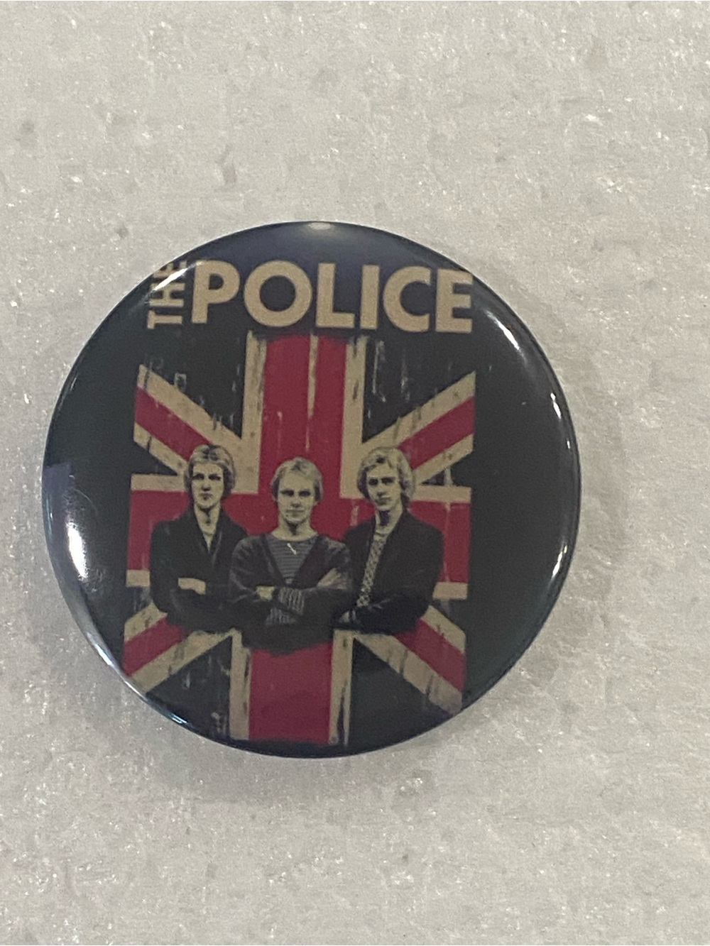 The Police Round Pin Brooch - Black, Red